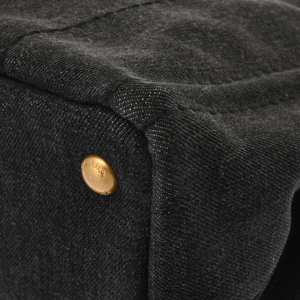 Prada Canapa Handbag Black Tote Denim - Picture 7 of 11